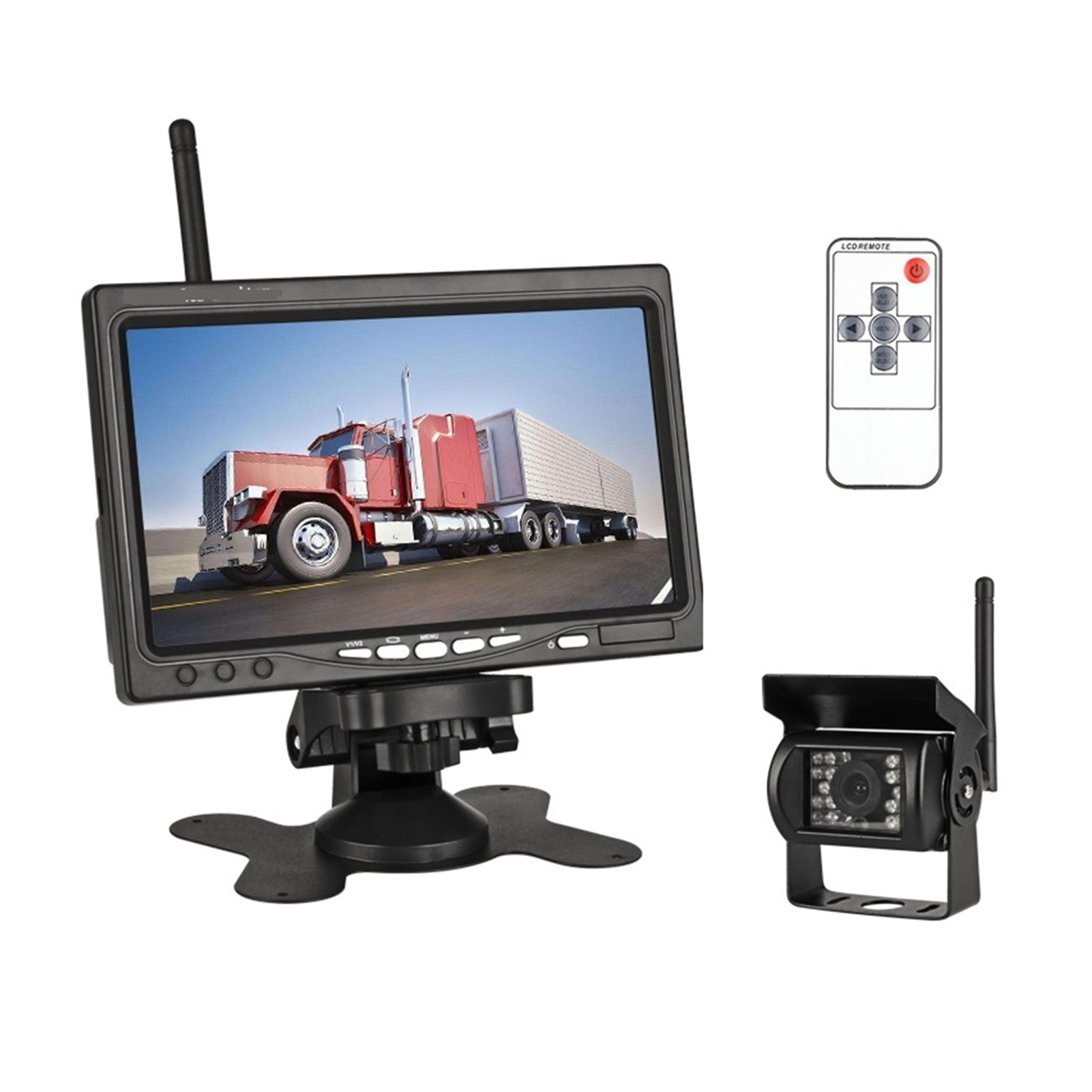Wireless Truck Rear View Camera 18 Infrared Lights Night Vision For Trucks RV 7inch Car Monitor With Reverse Lmage System 12-24V ,Easy to Install